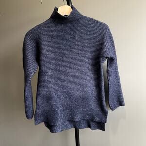Benedetta B Women’s Blue Mock Neck Sweater Size L Merino Wool Cashmere Blend